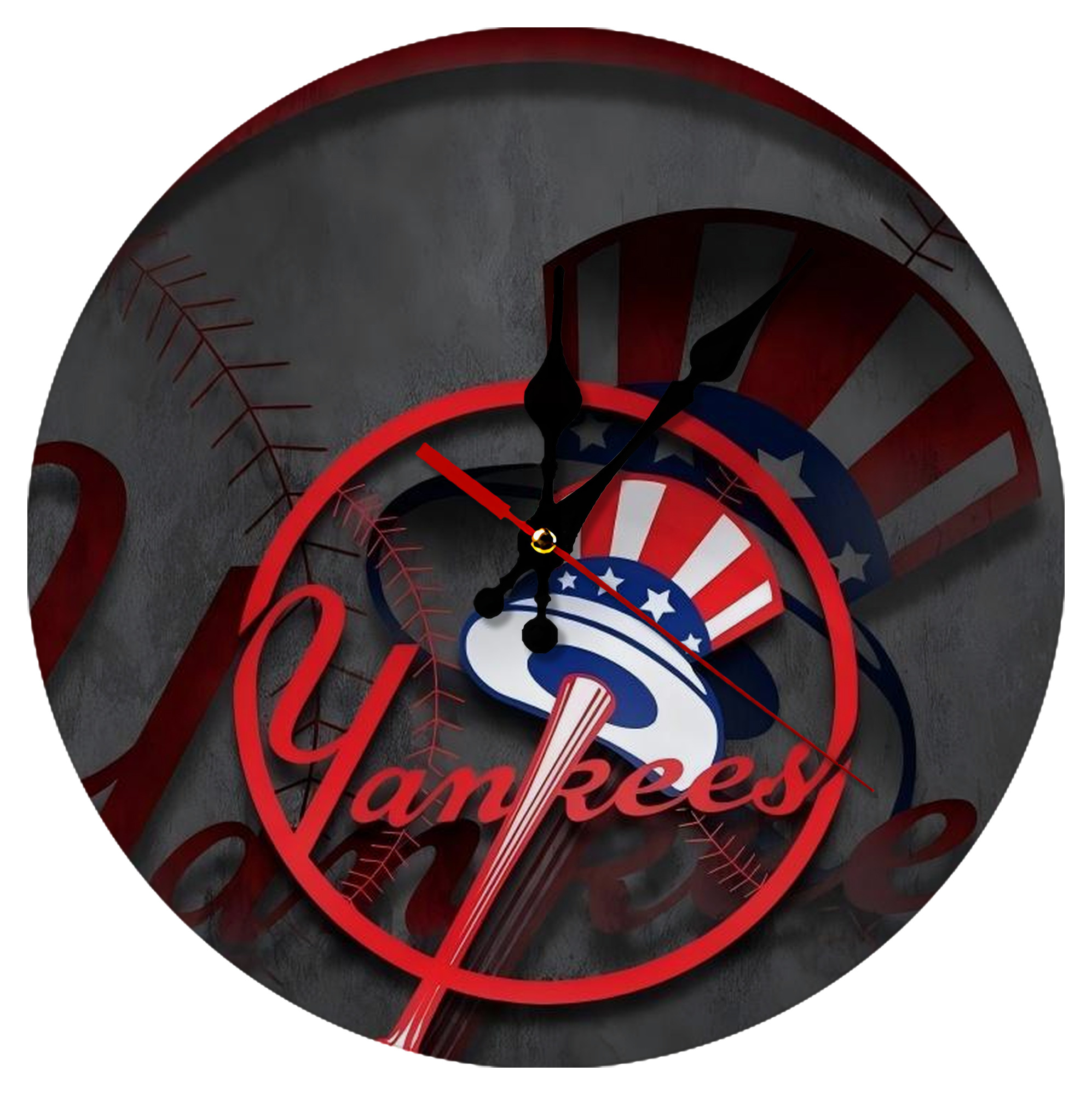 New York Yankees 97 Silent Round Wall Clock – Modern & Stylish DIY Design, Durable Wood Construction, Easy To Install – Perfect For Office, Bedroom, Living Room, And More